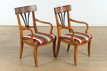 Load image into Gallery viewer, Biedermeier Double Pedestal Dining Set – Burled Top with 6 Restored Chairs