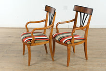 Load image into Gallery viewer, Biedermeier Double Pedestal Dining Set – Burled Top with 6 Restored Chairs