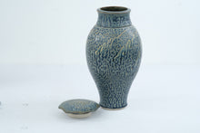 Load image into Gallery viewer, Bill Meadows Vintage Blue Crystalline Glaze Lidded Studio Pottery Vase 11 Inches