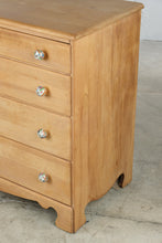 Load image into Gallery viewer, Vintage Solid Birch Four Drawer Chest of Drawers with Carved Fan Motif