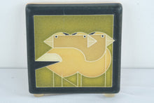 Load image into Gallery viewer, Motawi Tileworks Gregarious Grosbeaks Charley Harper Ceramic Art Tile Trivet 4 Inch