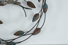 Load image into Gallery viewer, Metal Bird Wreath Wall Sculpture Round Leaf Decor 17 Inch