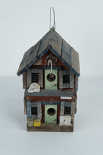 Load image into Gallery viewer, Rustic Handcrafted Two-Story Wooden Birdhouse – 12" Tall – Distressed Folk Art Style