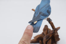 Load image into Gallery viewer, Hand Carved Eastern Bluebird Wood Sculpture Signed Folk Art Bird