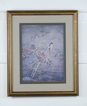 Load image into Gallery viewer, “Birds and Camellia in Snow” Framed Asian Art Print – Metallic Gold Highlights, Carriage House Interiors