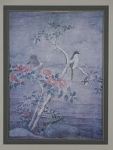 Load image into Gallery viewer, “Birds and Camellia in Snow” Framed Asian Art Print – Metallic Gold Highlights, Carriage House Interiors