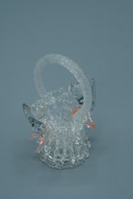 Load image into Gallery viewer, Handcrafted Art Glass Basket with Birds – Twisted Handle & Pink Accents