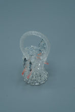 Load image into Gallery viewer, Handcrafted Art Glass Basket with Birds – Twisted Handle & Pink Accents
