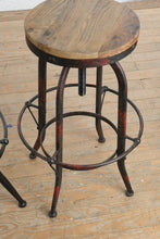 Load image into Gallery viewer, Industrial Reclaimed Wood Adjustable Pub Table and Stool Set ARHAUS Round Metal Base