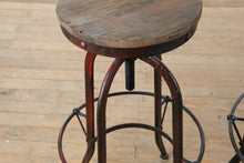 Load image into Gallery viewer, Industrial Reclaimed Wood Adjustable Pub Table and Stool Set ARHAUS Round Metal Base
