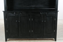 Load image into Gallery viewer, Black Painted Wood Buffet Cabinet and Open Hutch