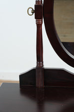Load image into Gallery viewer, Black Cherry Finish Vanity Table with Mirror and Upholstered Bench