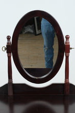 Load image into Gallery viewer, Black Cherry Finish Vanity Table with Mirror and Upholstered Bench