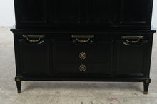 Load image into Gallery viewer, Rare Black Glass China Cabinet with Brass Hardware