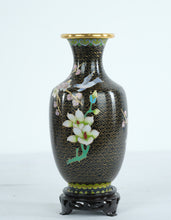 Load image into Gallery viewer, Cloisonné Enamel Vase with Bird & Blossom Motif on Stand