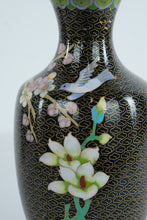 Load image into Gallery viewer, Cloisonné Enamel Vase with Bird & Blossom Motif on Stand