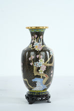 Load image into Gallery viewer, Cloisonné Enamel Vase with Bird & Blossom Motif on Stand