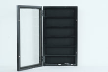Load image into Gallery viewer, Black Wall-Mounted Glass Door Display Cabinet with Slotted Interior