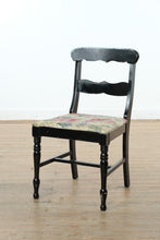 Load image into Gallery viewer, Black Farm House Wooden Chair with Floral Tapestry Fabric