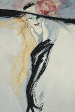Load image into Gallery viewer, Richard Ely Black Gloves Tapestry Fine Art Textile Lady With Hat 42x52