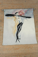 Load image into Gallery viewer, Richard Ely Black Gloves Tapestry Fine Art Textile Lady With Hat 42x52