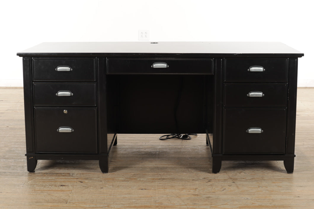 Black Haverty's Executive Desk with Front Bookcases