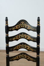 Load image into Gallery viewer, Pair of Black Hitchcock-Style Ladder-Back Chairs with Rush Seats
