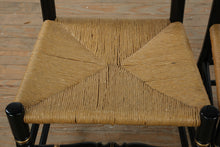 Load image into Gallery viewer, Pair of Black Hitchcock-Style Ladder-Back Chairs with Rush Seats