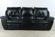 Load image into Gallery viewer, Black Leather Triple Reclining Sofa
