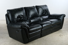 Load image into Gallery viewer, Black Leather Triple Reclining Sofa