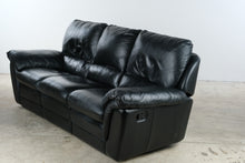 Load image into Gallery viewer, Black Leather Triple Reclining Sofa