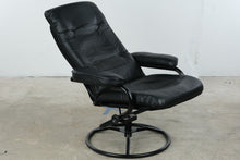 Load image into Gallery viewer, Black Leather Swivel Recliner Lounge Chair with Ottoman Base