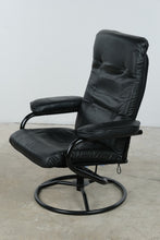 Load image into Gallery viewer, Black Leather Swivel Recliner Lounge Chair with Ottoman Base