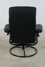 Load image into Gallery viewer, Black Leather Swivel Recliner Lounge Chair with Ottoman Base