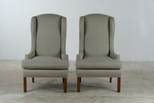 Load image into Gallery viewer, Pair of Traditional Striped Wingback Accent Chairs - Online Only