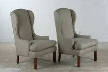 Load image into Gallery viewer, Pair of Traditional Striped Wingback Accent Chairs - Online Only