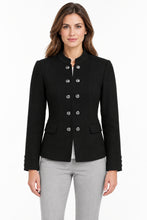 Load image into Gallery viewer, Talbots Black Military Double Breasted Knit Blazer Jacket Size 4