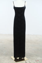 Load image into Gallery viewer, Shoulder By Shill Scott Black Velvet Floral Maxi Slip Dress Size 8