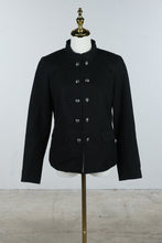 Load image into Gallery viewer, Talbots Black Military Double Breasted Knit Blazer Jacket Size 4