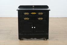 Load image into Gallery viewer, Antique Black Wash Cabinet with Backsplash
