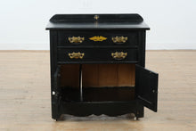 Load image into Gallery viewer, Antique Black Wash Cabinet with Backsplash