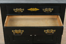 Load image into Gallery viewer, Antique Black Wash Cabinet with Backsplash