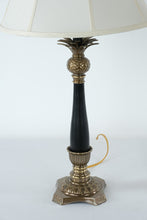 Load image into Gallery viewer, Pair of Pineapple Brass & Black Table Lamps – 30" Tall Classic Elegance with Pleated Shades