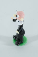 Load image into Gallery viewer, Hand-Blown Art Glass Figurine – Black-Suited Character on Green Base (Miniature Collectible)