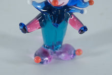 Load image into Gallery viewer, Hand-Blown Art Glass Jester Figurine – Blue & Pink Miniature Clown with Whimsical Points