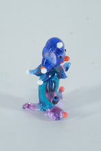 Load image into Gallery viewer, Hand-Blown Art Glass Jester Figurine – Blue & Pink Miniature Clown with Whimsical Points