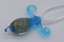 Load image into Gallery viewer, Hand Blown Glass Letter Opener – Blue & Clear with Gold Fleck Design