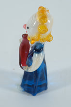 Load image into Gallery viewer, Hand-Blown Art Glass Clown Figurine with Blue Robe & Red Prop – Tall Circus-Inspired Miniature