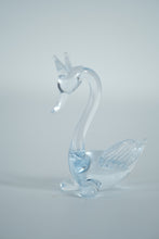 Load image into Gallery viewer, Hand-Blown Glass Swan Figurine with Crown – Clear Art Glass Miniature (Approx. 3")