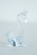 Load image into Gallery viewer, Hand-Blown Glass Swan Figurine with Crown – Clear Art Glass Miniature (Approx. 3")